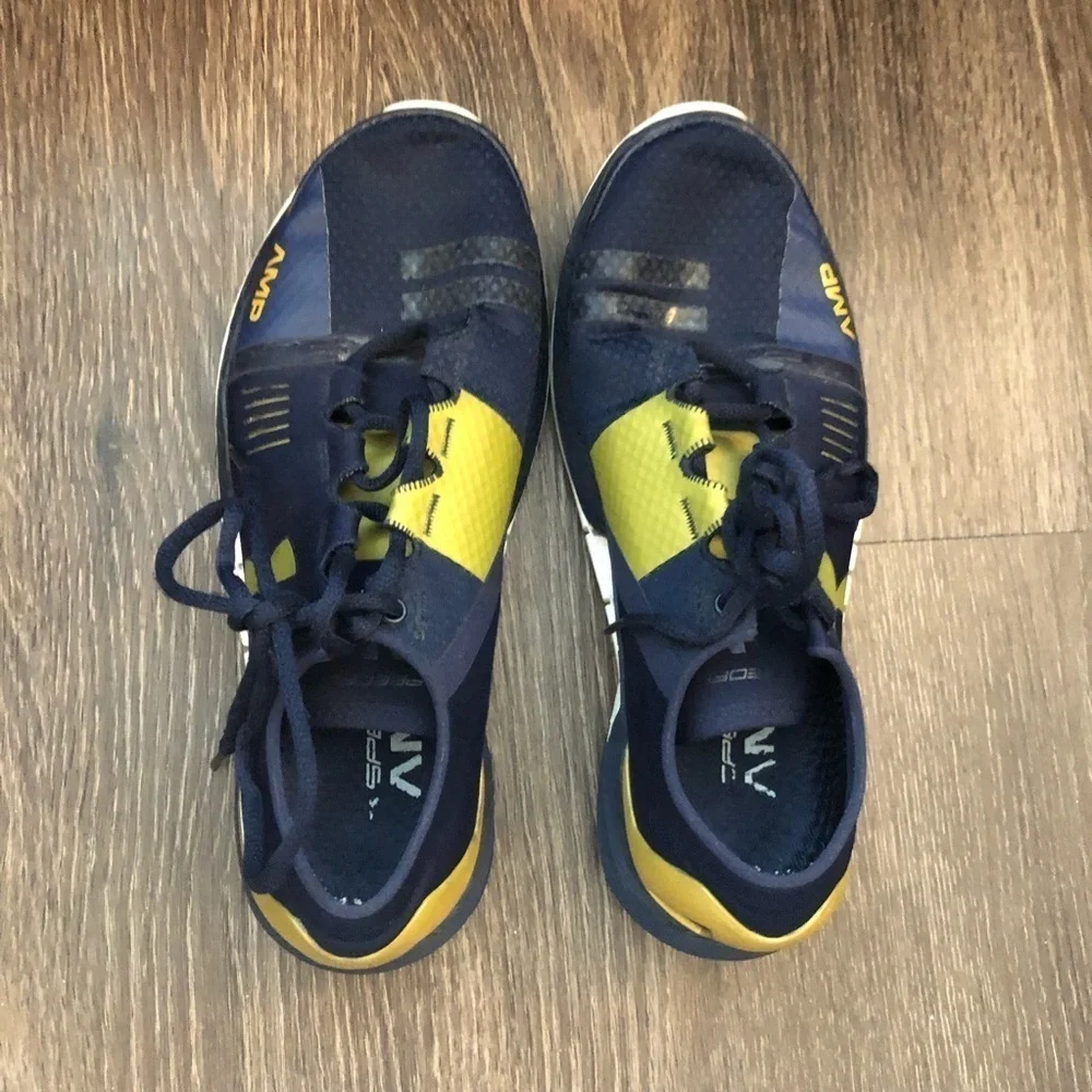 Under Armour AMP Notre Dame Navy Blue & Gold Sneakers
